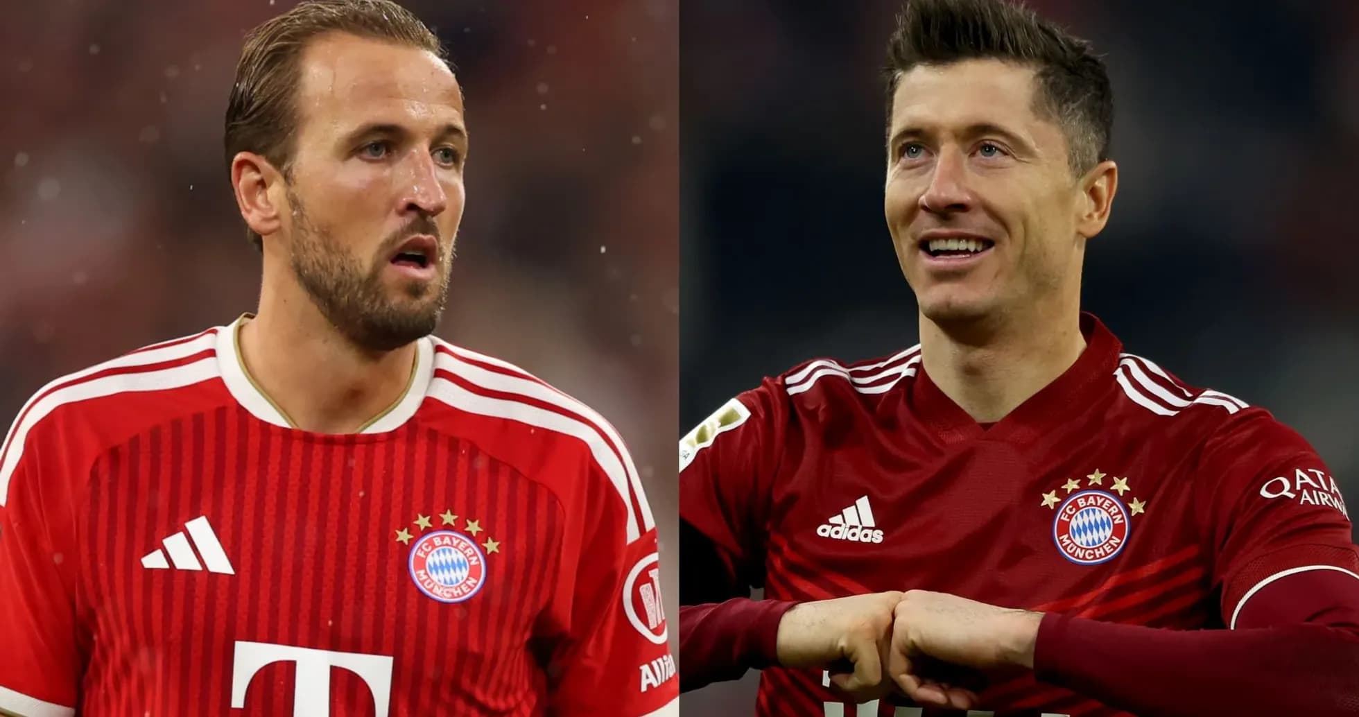 Harry Kane y Robert Lewandowski en camisetas del Bayern Harry Kane y Robert Lewandowski en camisetas del Bayern