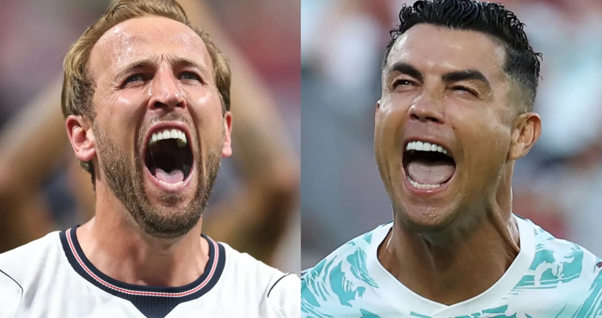 Harry Kane y Cristiano Ronaldo gritando durante un partido Harry Kane y Cristiano Ronaldo gritando durante un partido