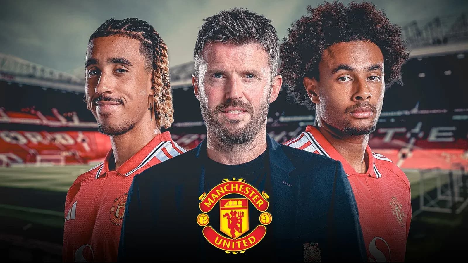Tres jugadores de Manchester United en el estadio Tres jugadores de Manchester United en el estadio