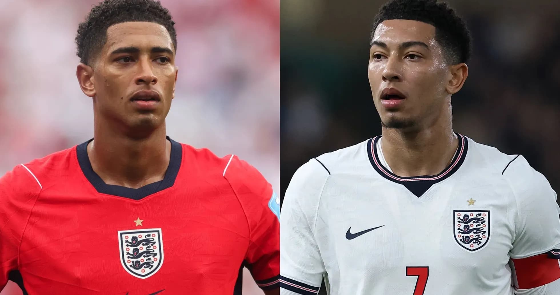 Dos jugadores de Inglaterra en camisetas de selección Dos jugadores de Inglaterra en camisetas de selección