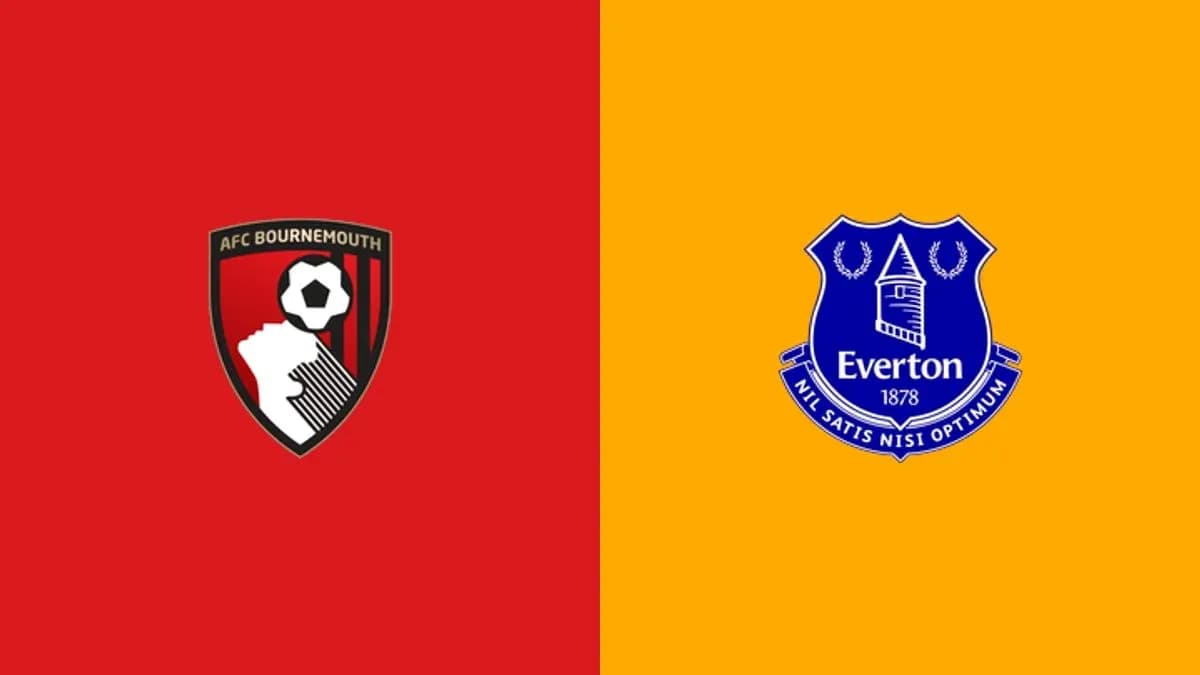 Escudos de AFC Bournemouth y Everton en fondo colorido Escudos de AFC Bournemouth y Everton en fondo colorido