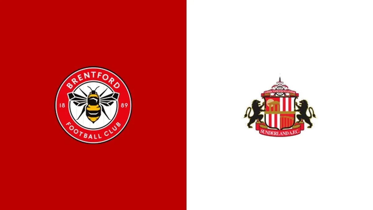 Logos de Brentford y Sunderland en fondo contrastante Logos de Brentford y Sunderland en fondo contrastante