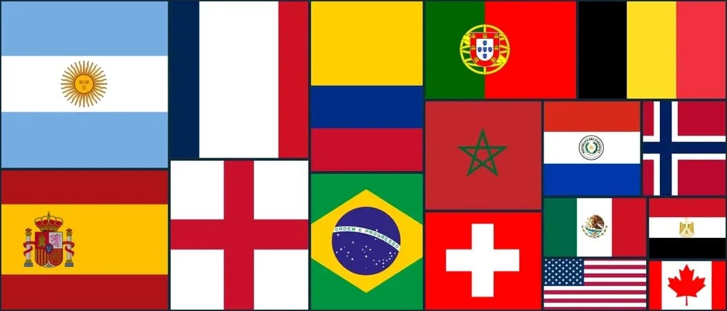 Banderas de varios países dispuestas en una cuadrícula Banderas de varios países dispuestas en una cuadrícula