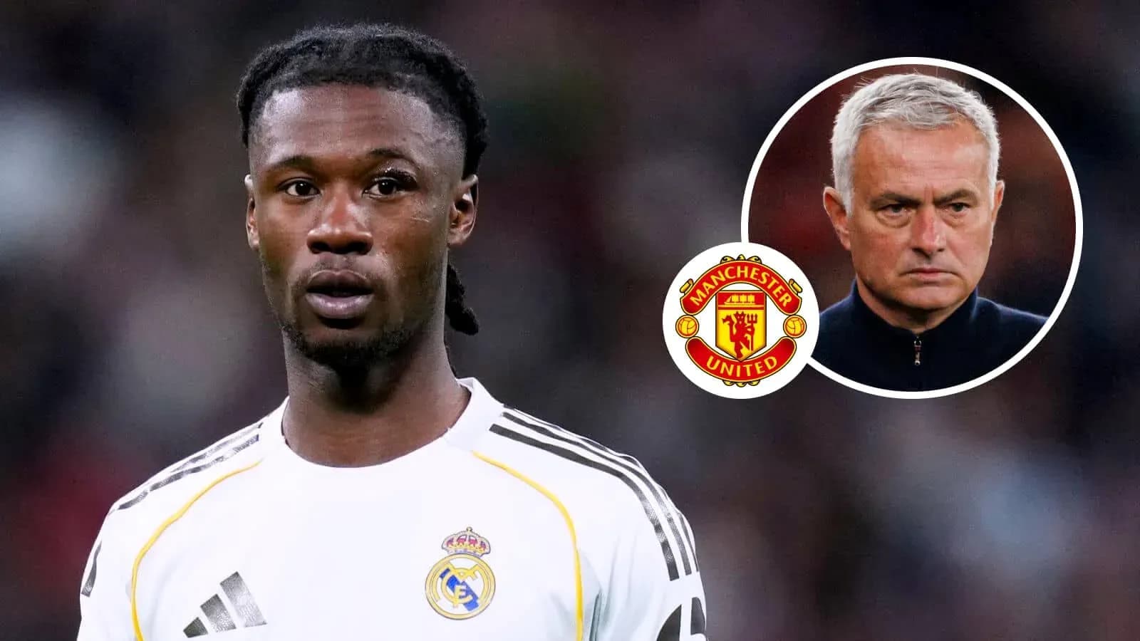 Jugador de Real Madrid con logo de Manchester United Jugador de Real Madrid con logo de Manchester United