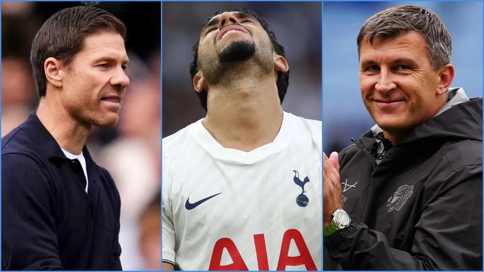 Entrenadores y jugador de Tottenham en el partido Entrenadores y jugador de Tottenham en el partido