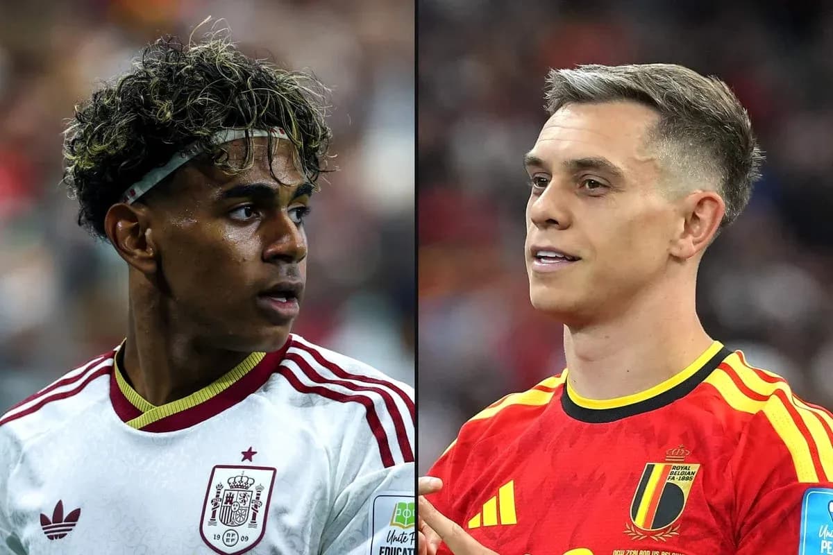 Jugadores de España y Bélgica en la cancha Jugadores de España y Bélgica en la cancha
