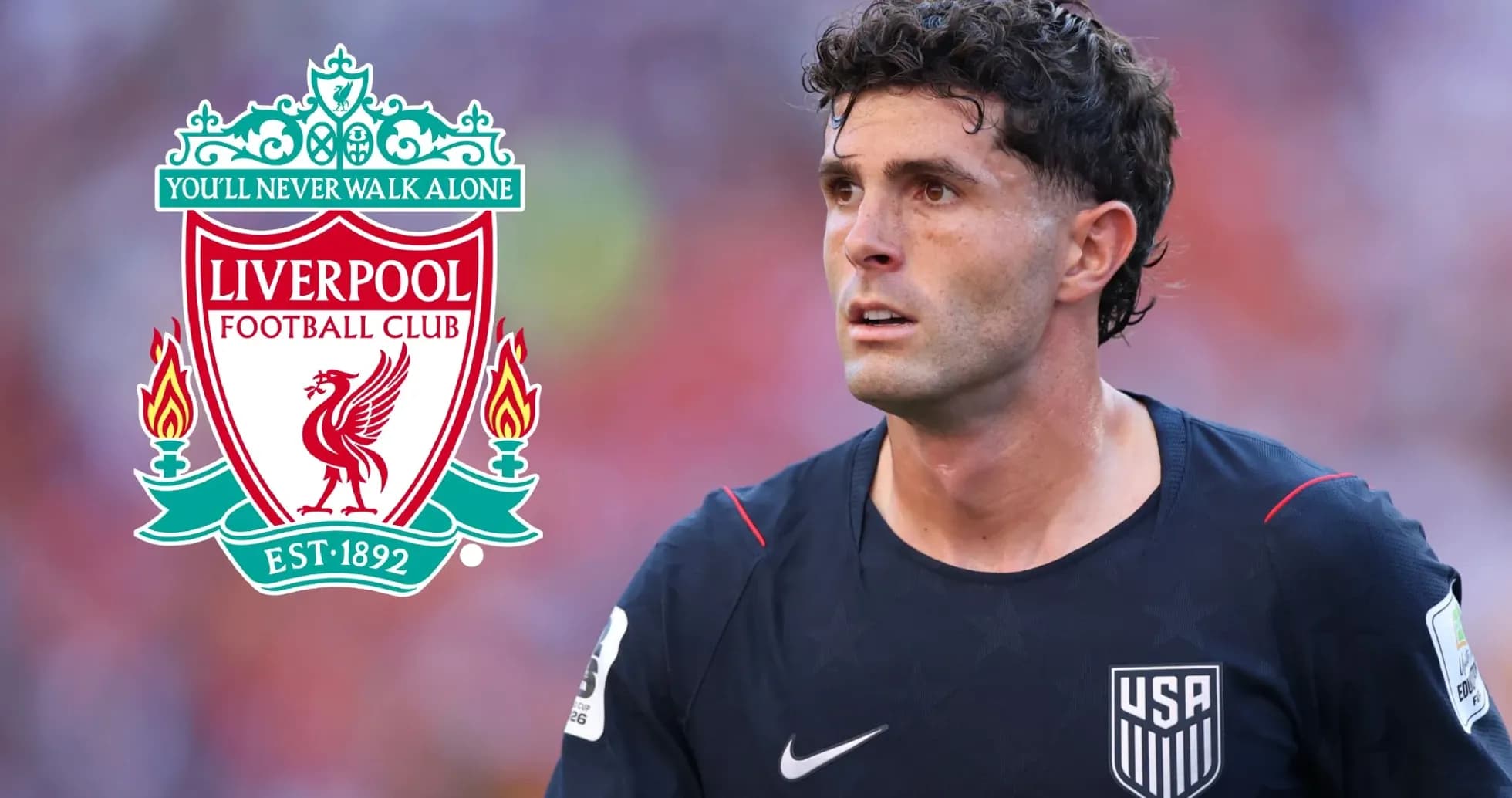 Jugador con camiseta de Estados Unidos y logo de Liverpool Jugador con camiseta de Estados Unidos y logo de Liverpool