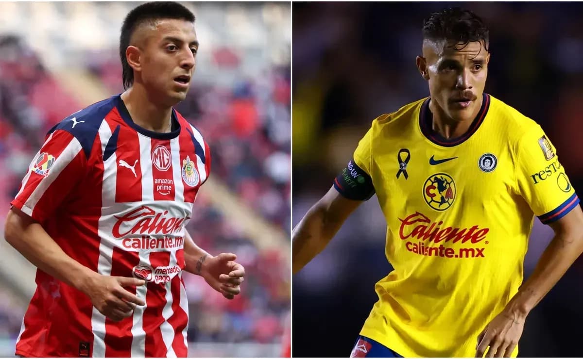 Jugadores de Chivas y Club América en acción Jugadores de Chivas y Club América en acción