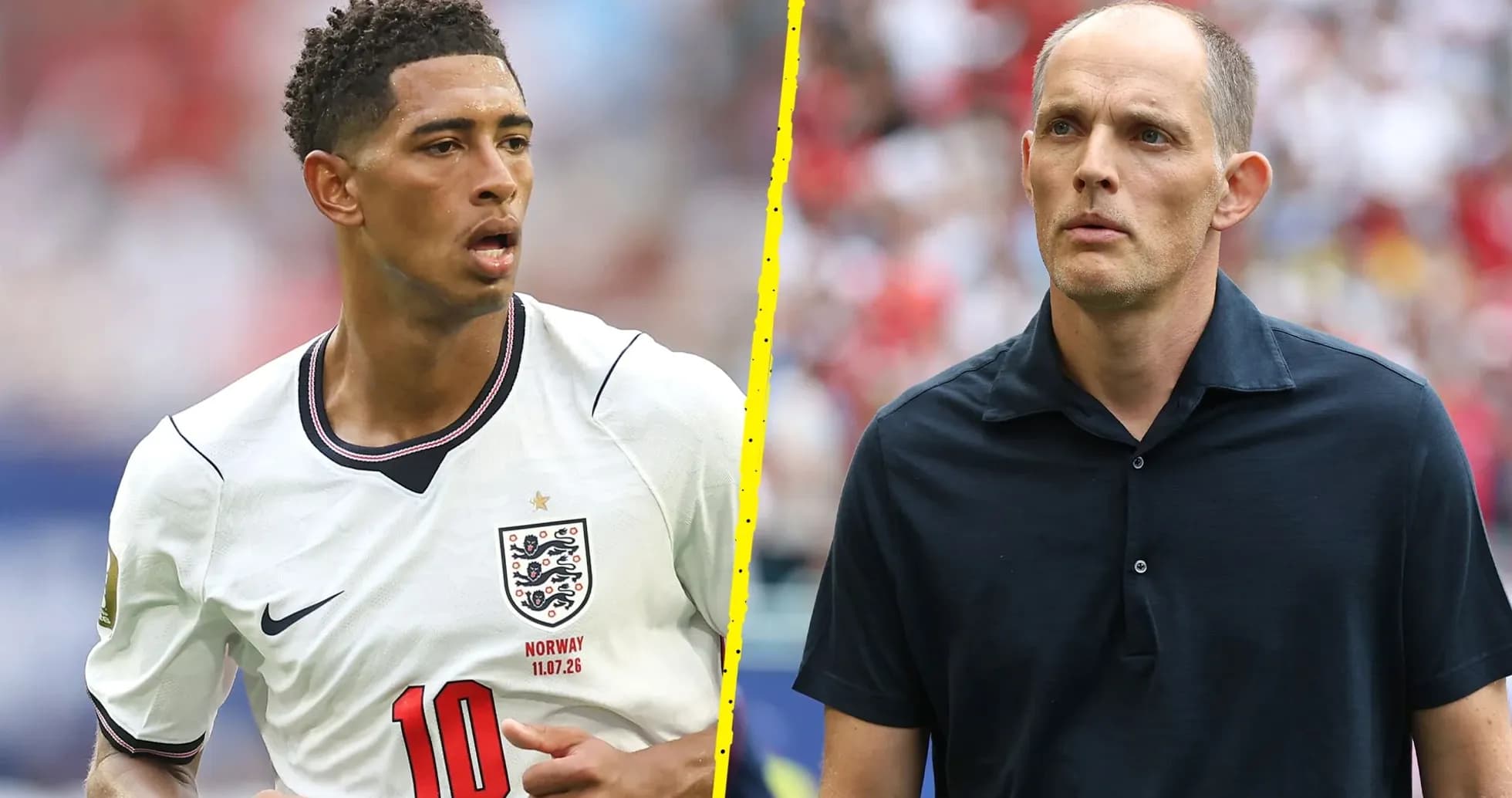 Jugador de Inglaterra y entrenador en partido de fútbol Jugador de Inglaterra y entrenador en partido de fútbol