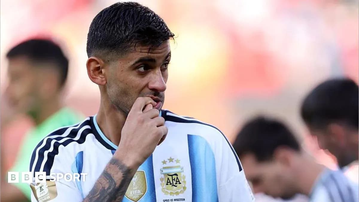 Jugador de Argentina preparándose para el partido Jugador de Argentina preparándose para el partido