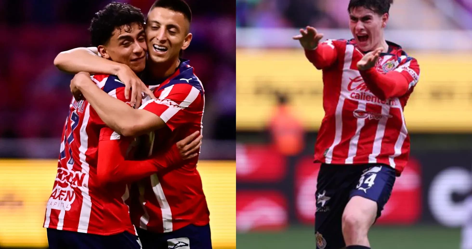 Jugadores de Guadalajara Chivas celebrando un gol Jugadores de Guadalajara Chivas celebrando un gol