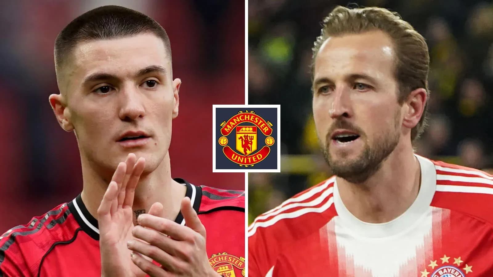 Jugadores de fútbol en camiseta de Manchester United y Bayern Jugadores de fútbol en camiseta de Manchester United y Bayern