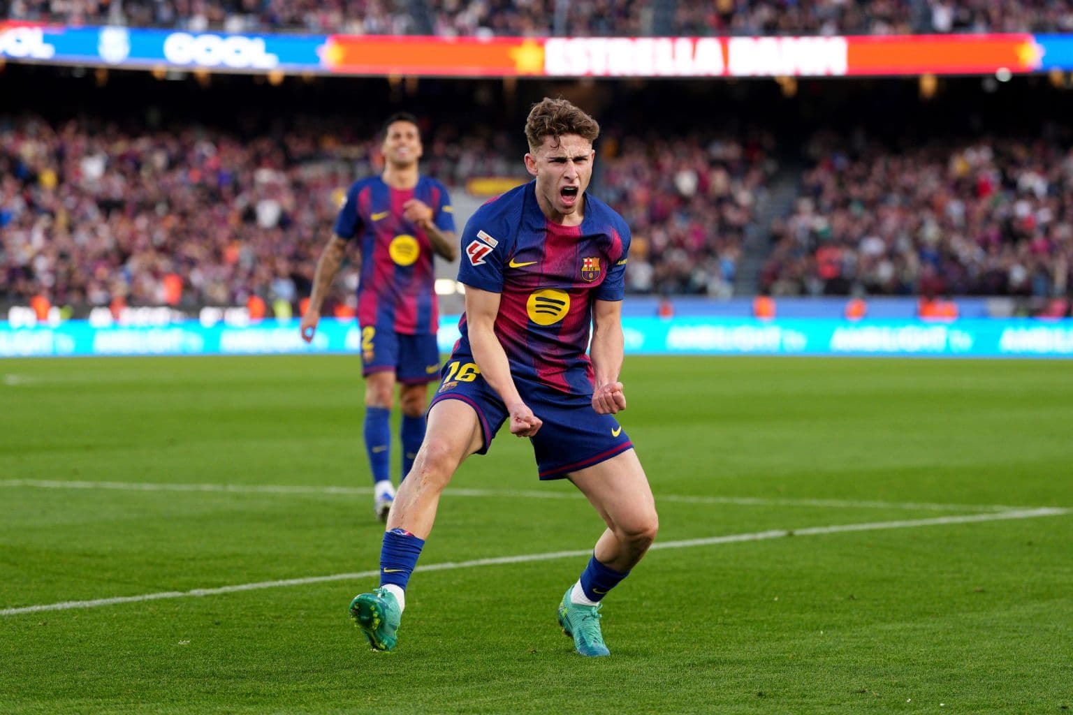 Jugador del Barcelona celebra un gol Jugador del Barcelona celebra un gol