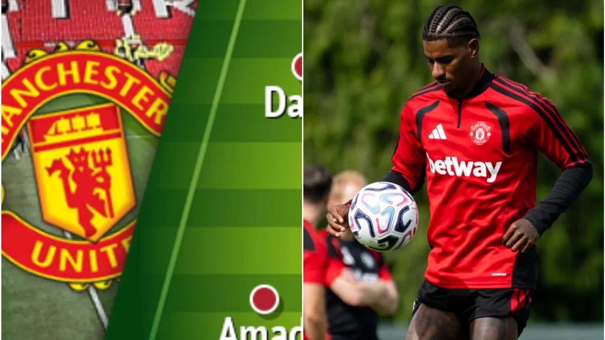 Jugador de Manchester United entrenando con balón Jugador de Manchester United entrenando con balón