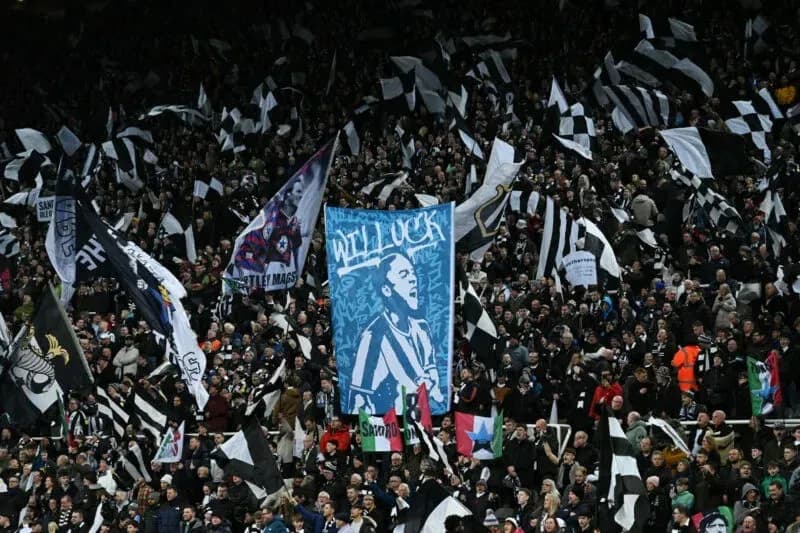 Aficionados con banderas en el estadio durante un partido Aficionados con banderas en el estadio durante un partido